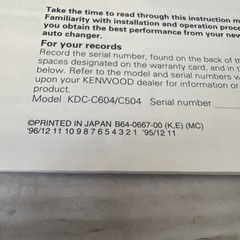 Kenwood KDC-C604 KDC-C504 Instruction Manual ONLY EUC