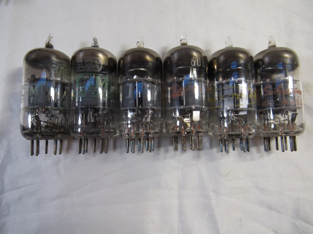 6 Pcs. Vacuum Tubes 6U8A Silvertone ITT, Curtis Mathes, Zenith Beckman tested