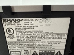 Sharp DV-NC70U VHS VCR/DVD Combo w/Remote Tested! EB-20301