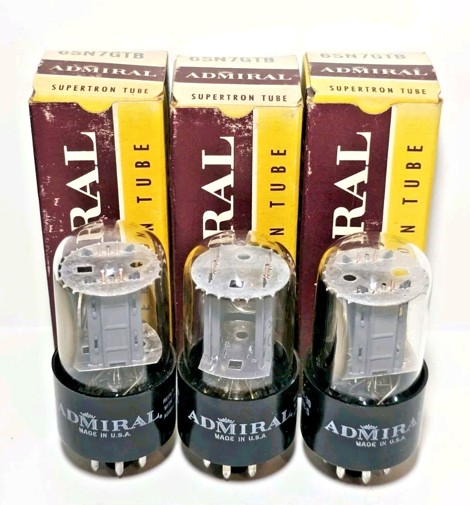 3 Date Matched Admiral /GE 6SN7GTB Vacuum Tubes Tested NOS On Calibrated TV – 7