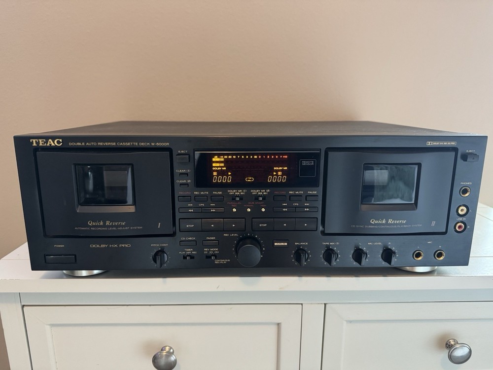 Vintage TEAC W-6000R Cassette Deck Remote Included