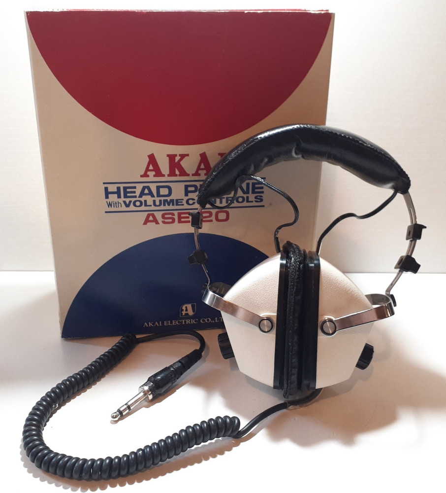 Vintage Akai ASE-20 Stereo Headphones with Original Box 1970s Japan
