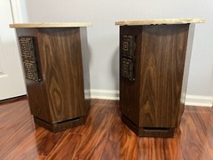 PAIR EMPIRE GRENADIER 6000 SPEAKERS Round Marble Table Top Vintage