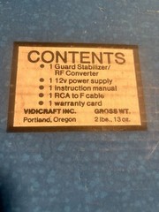 Vidicraft Guard Stabilizer RF Converter 12V Power Supply RCA to F Cable Manual
