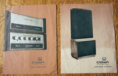 2 Original 1970s CROWN Audio Stereo Power Amplifier & Speaker Catalog Spec Sheet