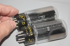2 1959 NOS NIB MATCHED, BAL 5AS4A 5U4GB Tube Sylvania Black Pl Tested 105% 539B