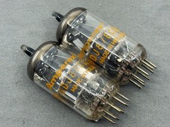 (2) Amperex 6DJ8 A Frame Globe Tubes Dimple Disc Getters Matched Codes Δ0B3 1960