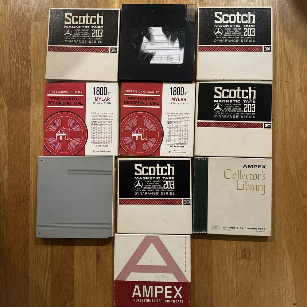 10 Assorted Reel to Reel 7″ Tapes Blanks Used pre-recorded Scotch Ampex (Group A