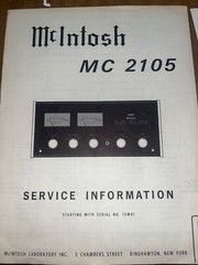 McIntosh MC-2105 Service Manual Pre-Amplifier Original Serial 10M01