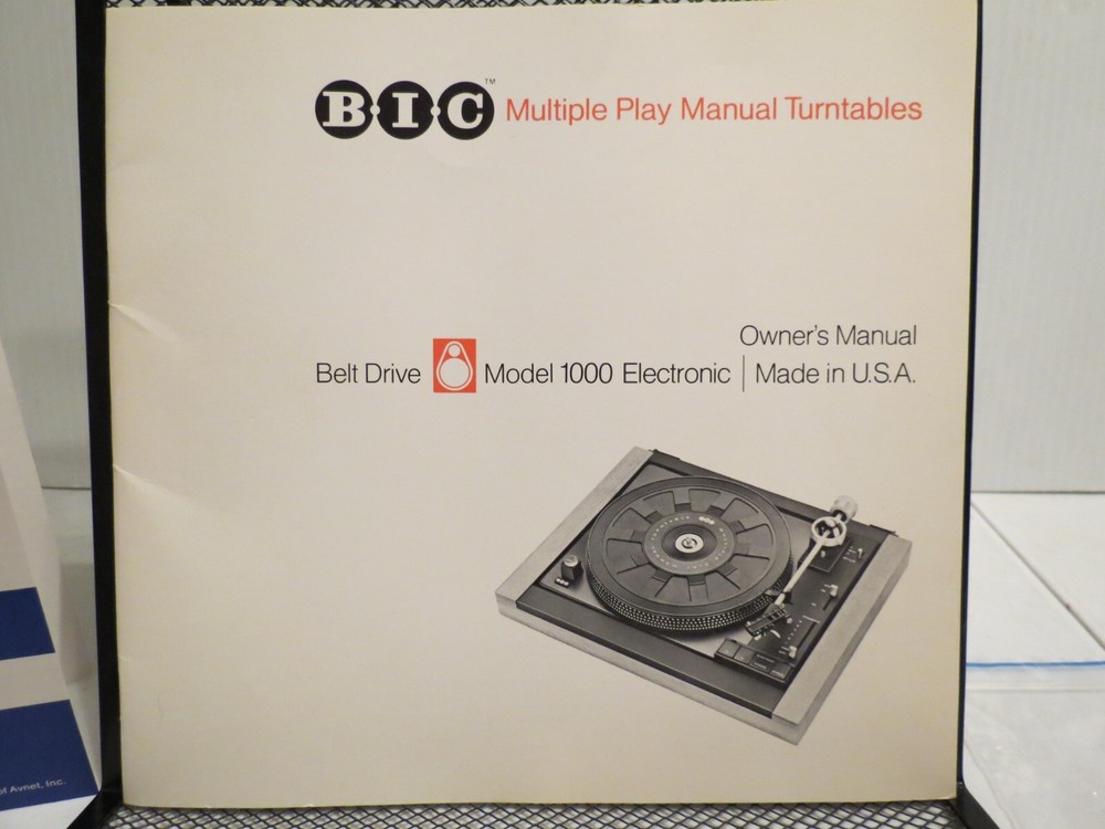 Vintage 1970’s BIC 1000 Turntable Owner’s Manual, Warranty Card & More – Nice