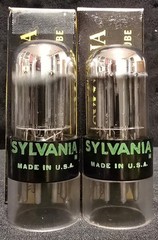 SYLVANIA 6SN7 GTB 1968 GREEN LABEL BLACK BASE CHROME TOPPED FOIL MATCHED SET NIB