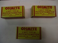 LOT OF 3 Ohmite CU-2552, CU-5041, CU-1052 Vintage, NOS 2 watt Potentiometers