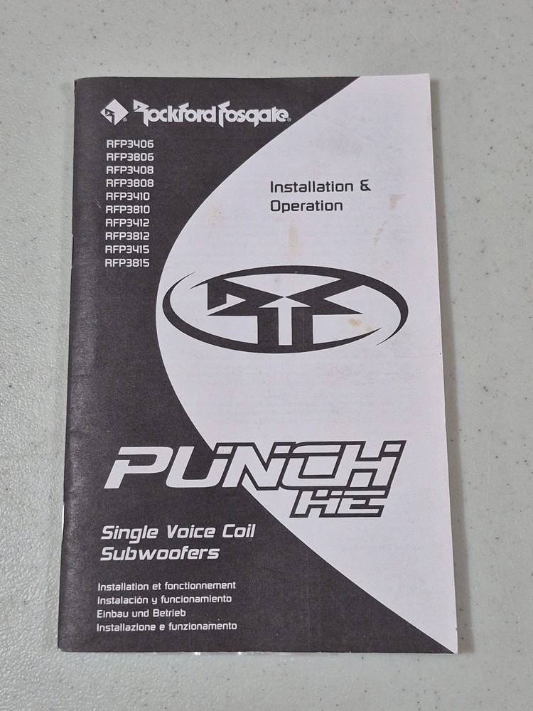 Rockford Fosgate Punch HE SVC Subwoofers Installation Operation Booklet Manual 2