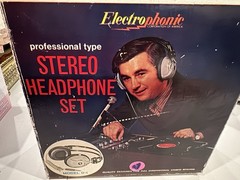 Vintage Electrophonic Morse 01 Stereo Headband Headphones Black Gray 6.35mm