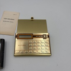 Credit Card Calculator with Brass Case Vintage LCD Taiwan Futura
