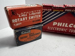 ⚡️Vacuum Tube Lot Philco Boxes + NOS Calrad Transformer & Lafayette Switch⚡️