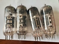 RCA NOS Pair 12BY7A Vacuum Tube Horseshoe D Getter Black Plates