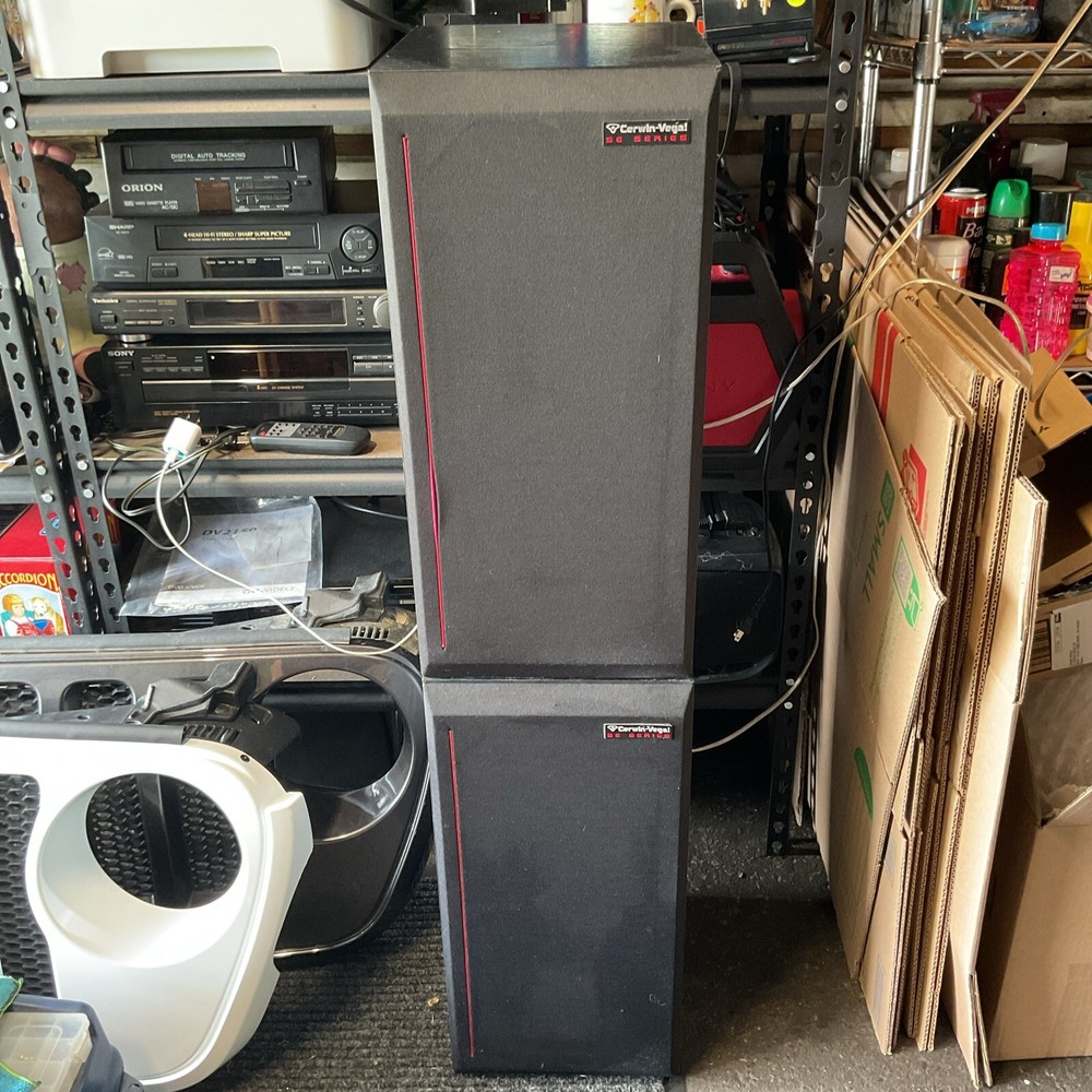 Vintage Cerwin Vega 200 SE Series Cabinet Speakers Made In USA 22” X 10.5” Works