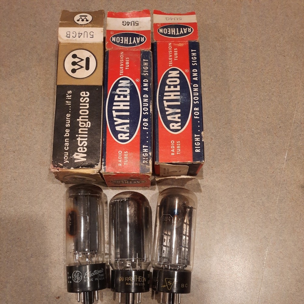 Lot of 3 GE 5U4GB 5AS4A Rectifier Tubes In Box Untested