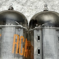 MATCHED PAIR OF 1960 NOS RCA 12AX7 17MM LONG PLATE ANGLED SQUARE GETTER TUBES