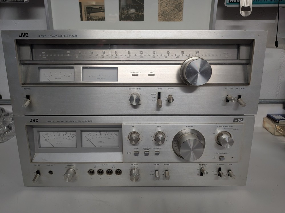 JVC JA-S77 integrated AMPLIFIER + JT-V77 Tuner PARTS REPAIR RESTORE *AS/IS* VTG