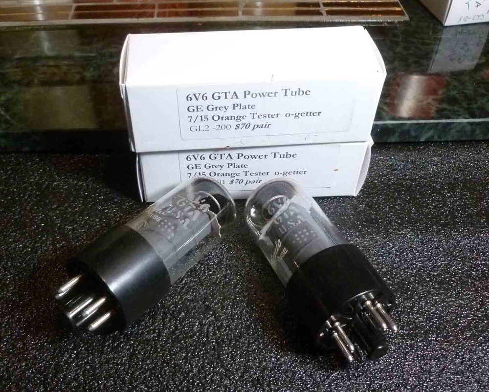 Pair GE Grey Plate 6v6 GTA Power Tubes 7/15 on the Orange Tester