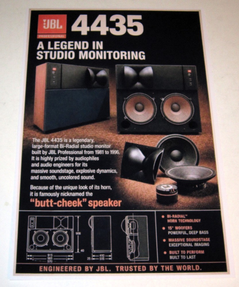 JBL 4435 2 Way Horn Studio Monitors Poster 19″ x 13″ Audiophile Vintage