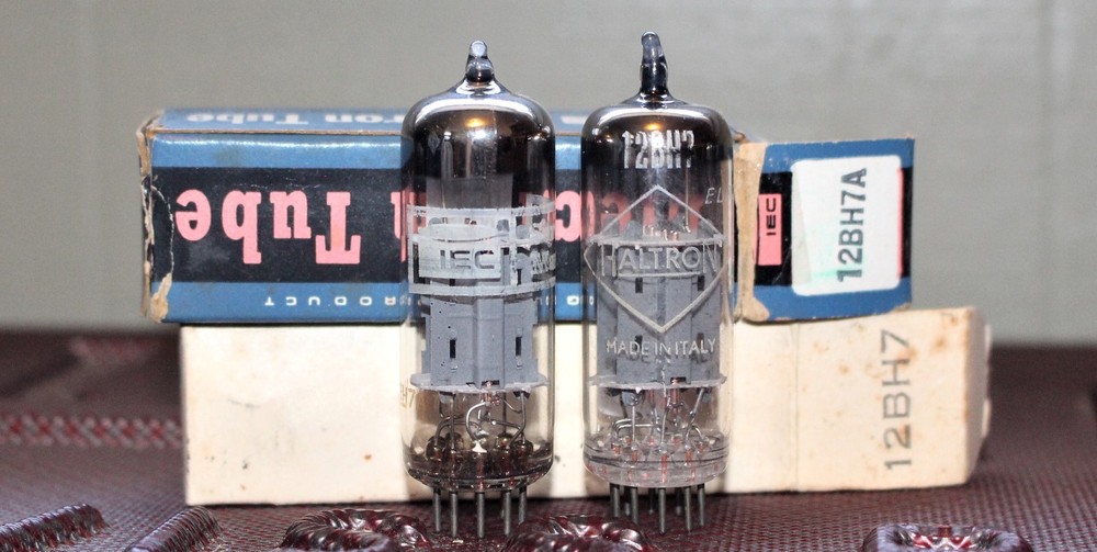 HITACHI 12BH7 TIGHT MATCH PAIR GRAY PLATE NOS++ NIB MINTY VINTAGE 1960’S