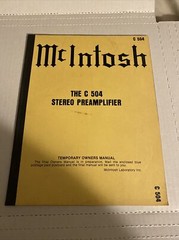 McIntosh C504 PREAMPLIFIER Temporary Owners MANUAL – ORIGINAL