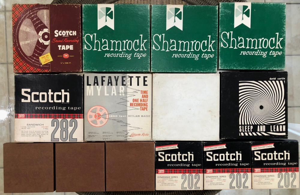 Lot of 13 Used Reel to Reel 7″ Tapes (7 total) & 5″ Tapes (6 total) Scotch, Sham