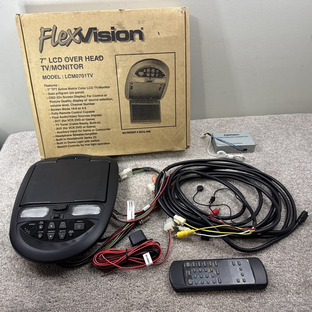 FlexVision LCM0701TV 7” Flip Down Overhead LCD TV Monitor Audiovox Car Van RV