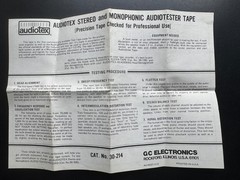 VINTAGE AUDIOTESTER REEL TAPE – Stereo & Mono Testing – Audiotex 30-214 NIB NOS