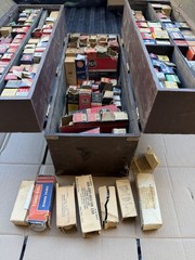 Vintage Assorted Vacuum Tubes Lot Sylvania RCA GE Philco With RCA tube caddy