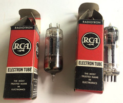2 RCA 12BH7 Grey Plate Dual Triode Vacuum Tubes Vtg Both Test Good in RCA Boxes