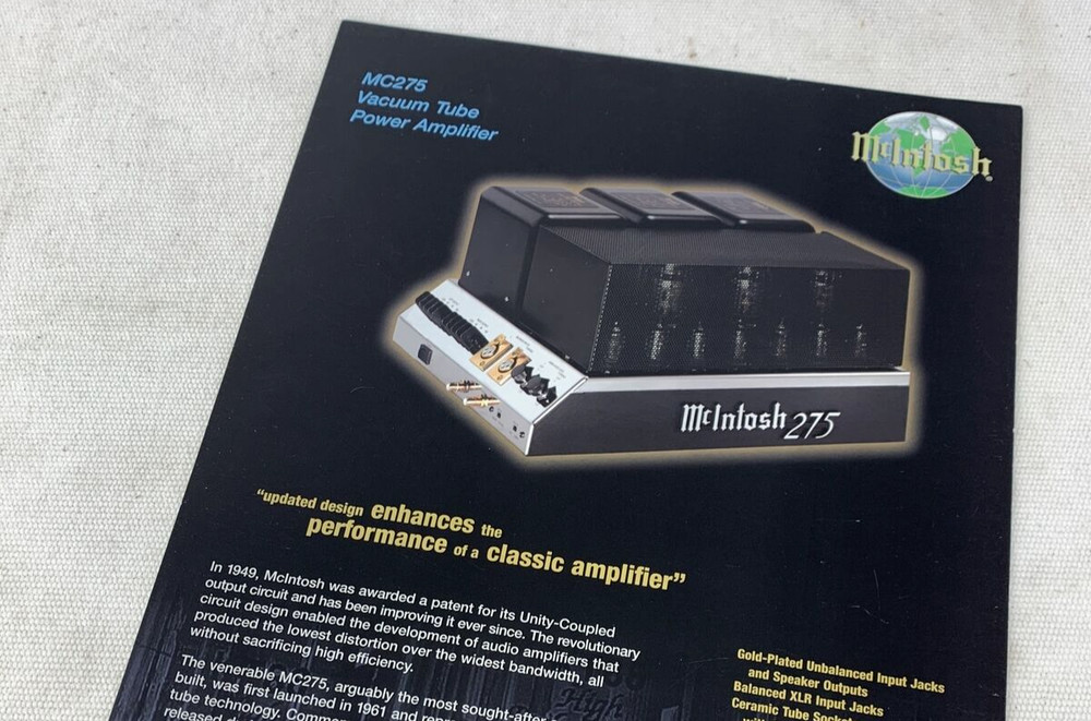 McIntosh MC 275 Brochure Specs Ad Jo1211