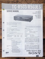 Sony TC-R503 TC-R503ES Cassette Service Manual *Original*