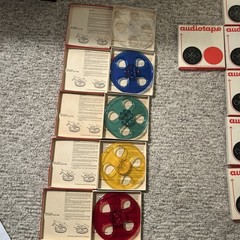 Vintage Lot 50 Audio Devices Audiotape Blank C-Slot 5” 5PB + Realistic Tape