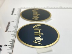 Infinity Speaker Grill Badge Logo Emblem Round Pair Gold Aluminum