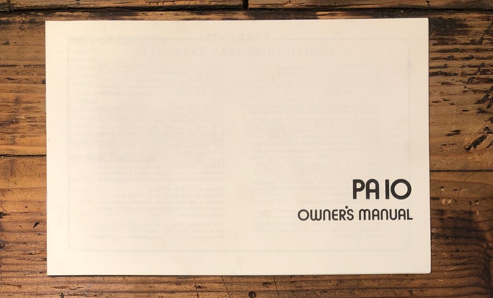 SAE Model PA10 Preamp / Preamplifier Owners / User Manual *Original*