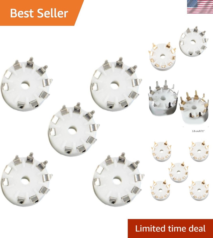 5pcs Ceramic 9 Pin B9A PCB Mount Tube Socket for 12AX7 12AT7 12AU7 E88CC 6922…
