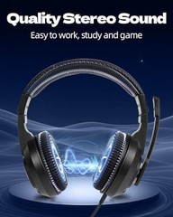 L02 Wired Headset, 3.5mm Stereo Headphones with Noise Canceling Black