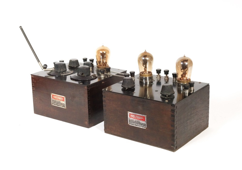 1922 Telmaco BR Radio & Matching BA Amplifier w/Good Tipped Amber Glass Tubes
