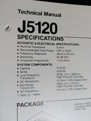 JBL J5120 Speakers Specifications Schematic Service Manual Original