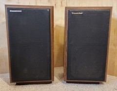 Pair of Vintage Cerwin Vega AT-12 Floor 3-Way Speakers Original Covers Tested