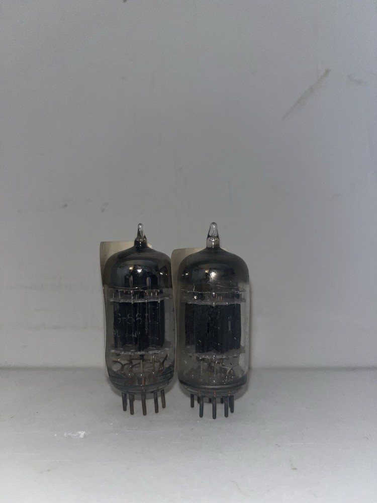 2 General Electric 5814A 12AU7 Black Plate Triple Mica TV7 Tested Strong Tubes