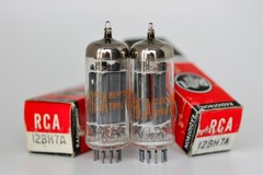 PAIR 12BH7A 7032 RCA MATCHED-PAIR AUDIO TUBES 1960s CRYSTAL-CLEAR TROPHY NOS NIB