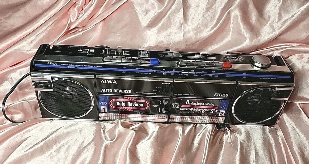 VERY RARE Vintage AIWA CS-W660 Stereo Dual Cassette Recorder Boombox Tested READ