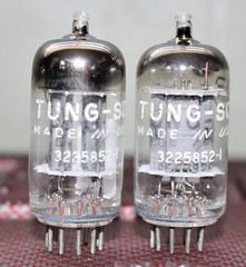 TUNG SOL USA 12AU7 ECC82 PERFECT MATCH PAIR LNG PLT D GETR TEST NOS+ MINTY 1958