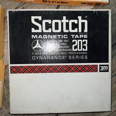 4 VTG Formula 15 Audiotape 1800′ Mylar Tape Reels & Scotch 203 -Prerecorded