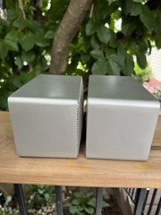 Vintage Realistic 40W Minimus 7 Silver Metal Book Shelf Speakers JAPAN – Tested